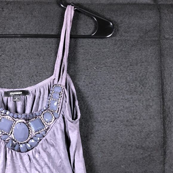 Express Womens Blouse Purple Jeweled Sleeveless Flowy Tank Small - Picture 5 of 12